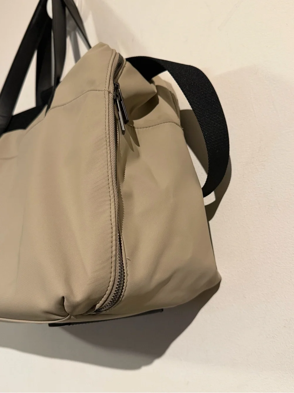 Away Beige The weekender Tote Bag with Black Handles